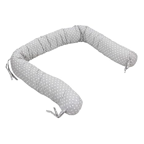 TupTam Babybett Nestchen Bettschlange 210cm Gemustert, Farbe: Tupfen Weiß/Grau