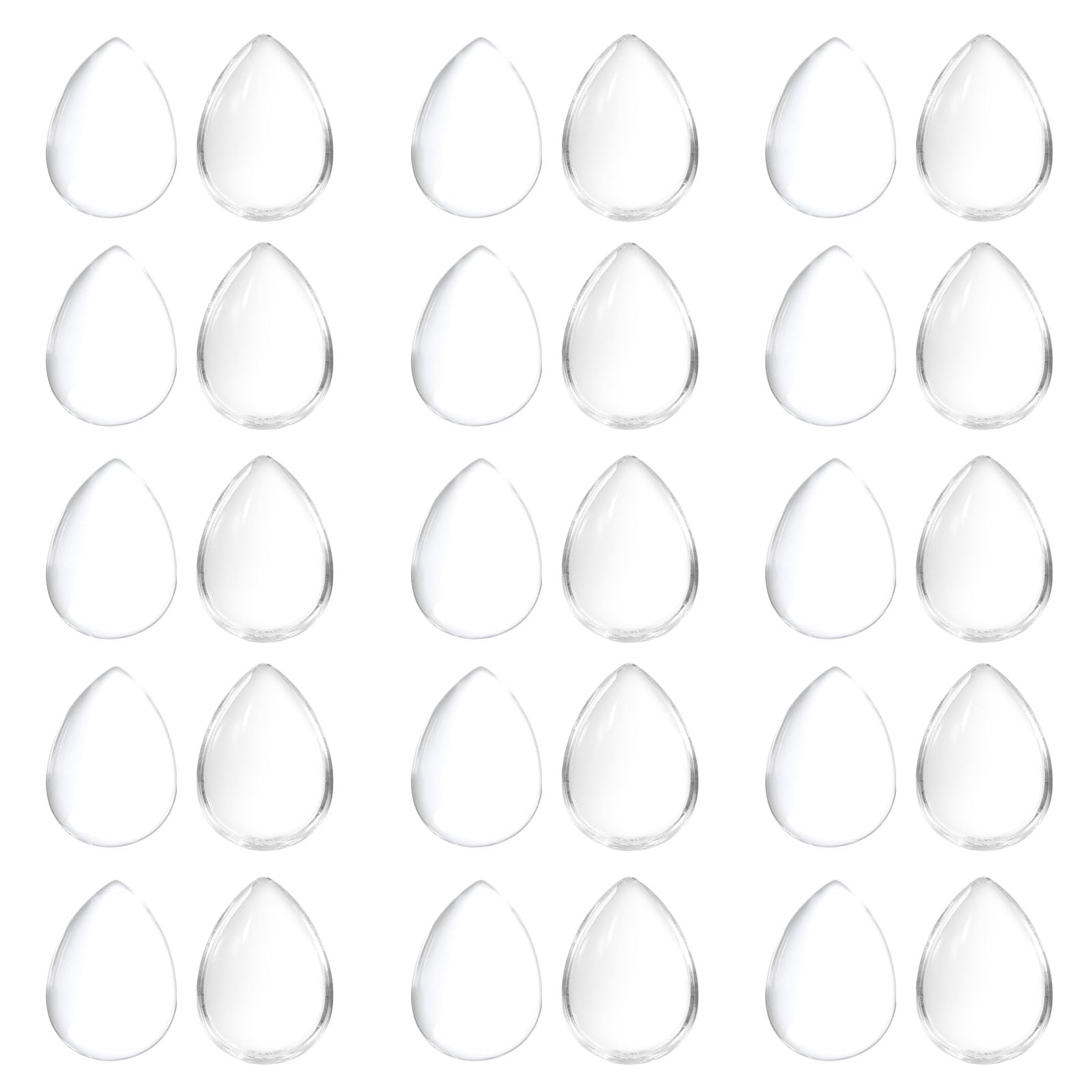 PATIKIL Transparent Glass Cabochons, 100Pcs 13x18mm Drop Shaped Glass Dome Tiles for Photo Pendant Jewelry Making, Clear