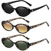QYVEWY Retro Oval Sunglasses for Women Men Small 90s Trendy Sun Glasses UV400 Protection