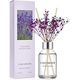 COCODOR Flower Reed Diffuser Set / 3.4oz / Garden Lavender/Scent Diffuser with Sticks Home Fragrance Reed Diffuser for Bathroom Shelf Decor