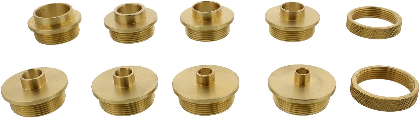 DCT Brass Router Template Guides Bushing 10-Piece Set & Black Carrying Case - Porter-Cable Guide Bushings 5/16 to 1in - - 