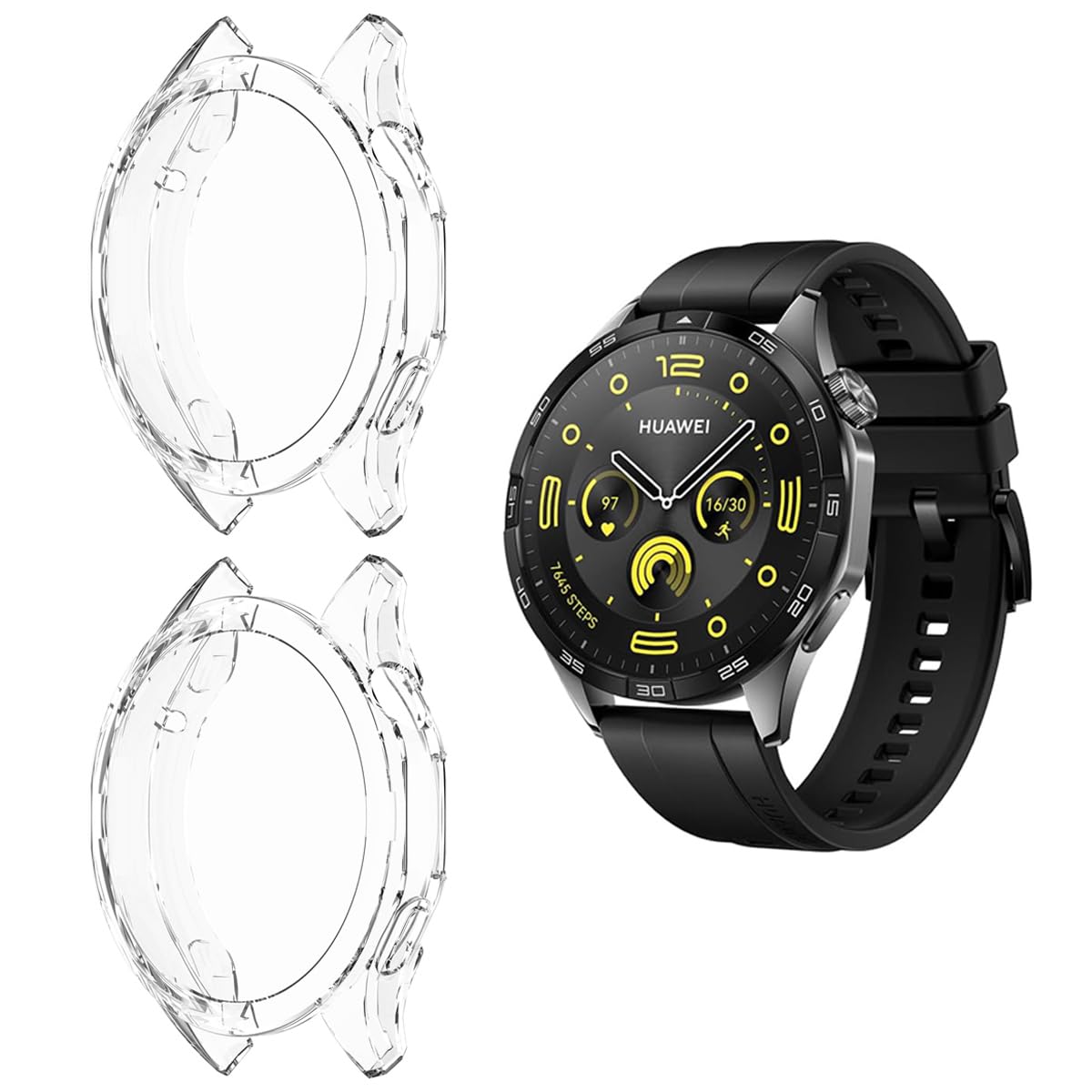 HOMTERN 2-Pack Cases for HUAWEI Watch GT4 41mm/46mm Case,Flexible Crystal Clear TPU Full Cover Shell Shockproof Scratch-Proof Screen Protector Case Smartwatch Accessories (GT4 46mm)
