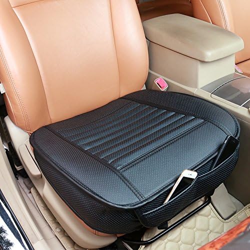 Car Seat Protector Pad, 1 Pcs Front Seat Cover Cushion Mat Full Surround Bamboo Charocal Chair Mat Breathable Pu Leather Car Interior Seat Cover