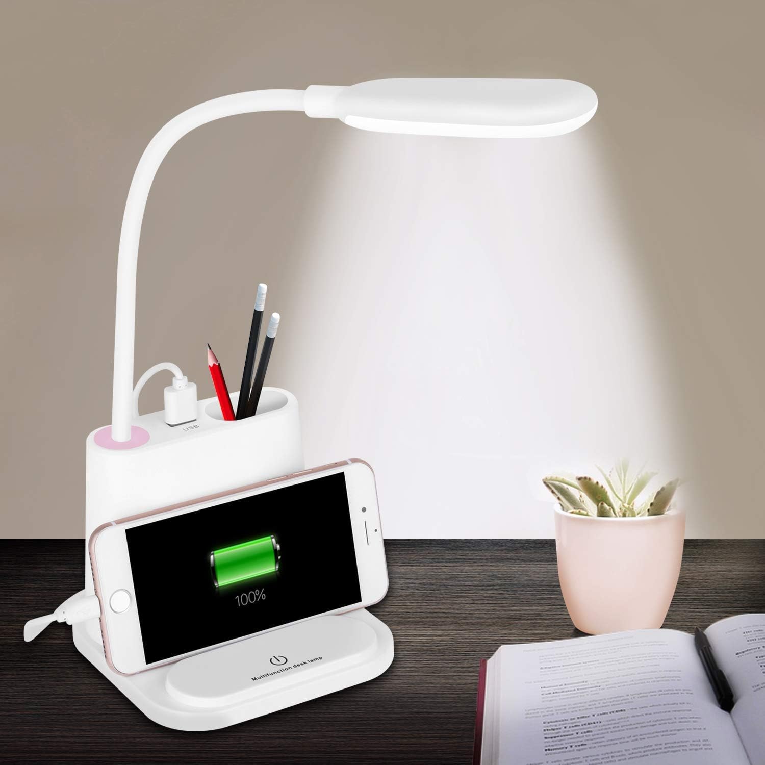 BZBRLZ Led Desk Lamp with USB Port, Rechargeable EyeCaring Table Lamps