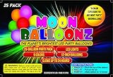 LED Party Balloons Light Up - Party Pack includes 25 LED Balloons with 5 Colors - Perfect for Kids or Adult Birthdays, Sleepover Fun, Raves, Night Decorations