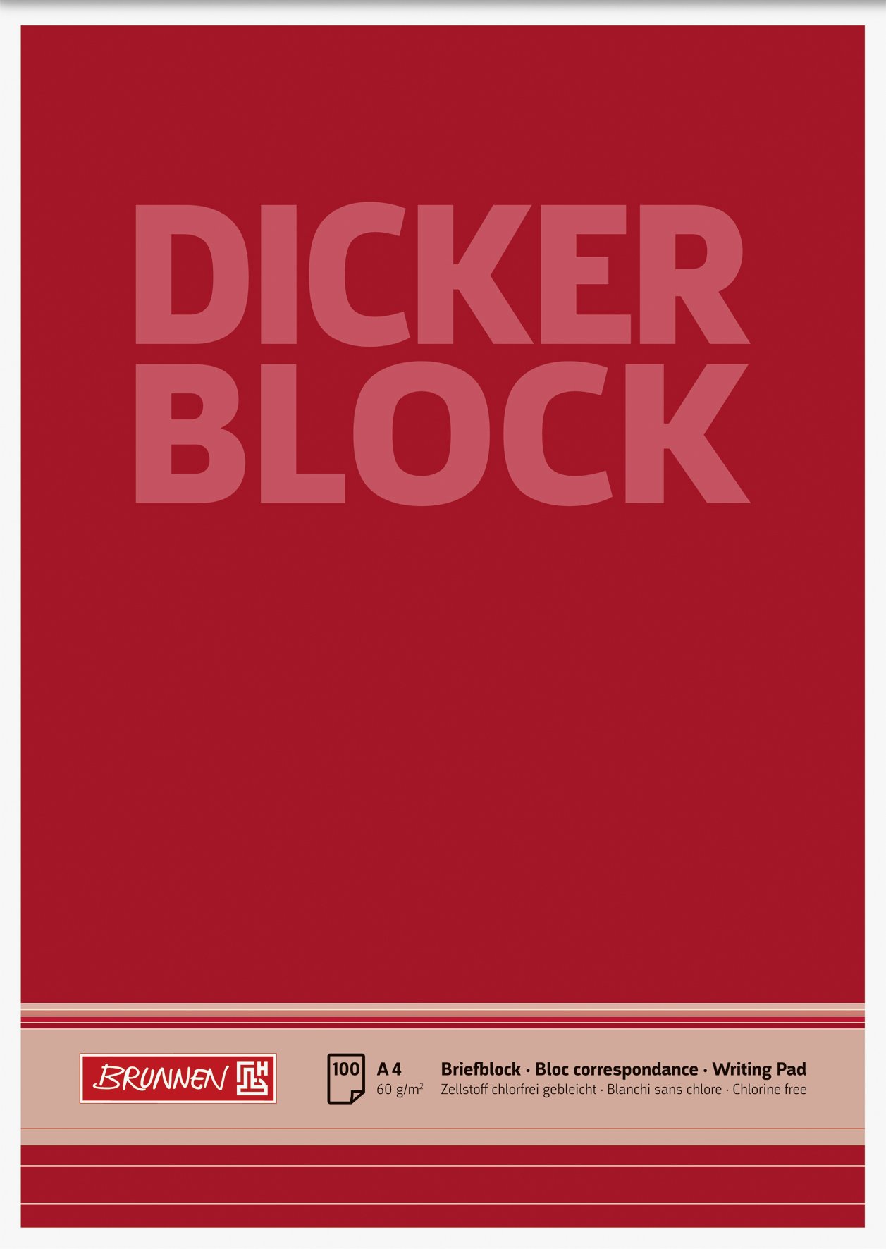 Brunnen 1052687 Block/Notepad/The Chunky Block A4, Lined, 100 Sheets, 60 g/m²)