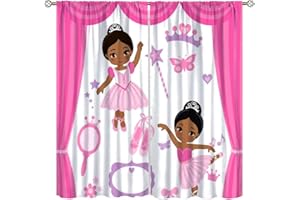 DDCBNS Cute Ballet Girls Curtains,Lovely Cartoon Little Girls Window Treatments for Girls Bedroom Living Room Nursery Baby Room Dancing Room Lovely Girl Drapes 2 Panel Set,Total Size 42" x 63"