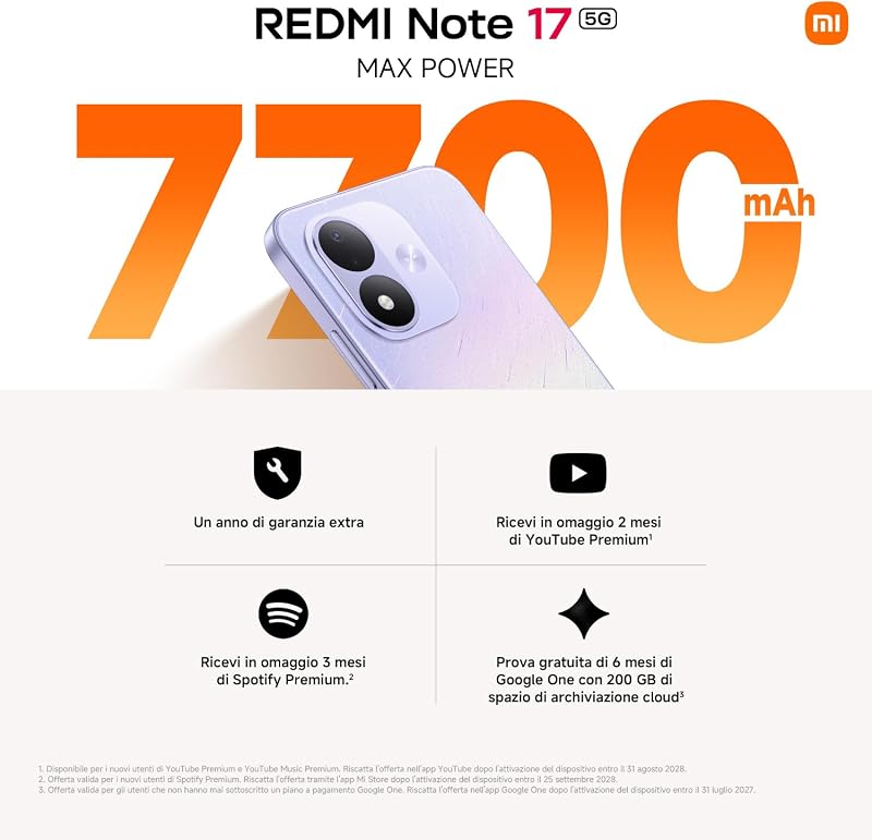 REDMI Note 17 5G, Smartphone 6+256GB, Black, Batteria da 7700 mAh