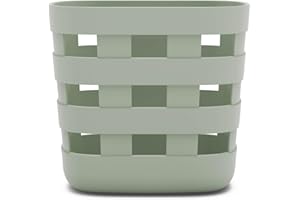 Lalo Bath Time Storage Bin - Keep Items Organized & Dry with Non-Toxic Plastic, Easy Cleanup, Removable Drying Bin, Woven Baby Organizer, Secure Wall Attachment, 9 x 5.5 x 8.5 in - Sage