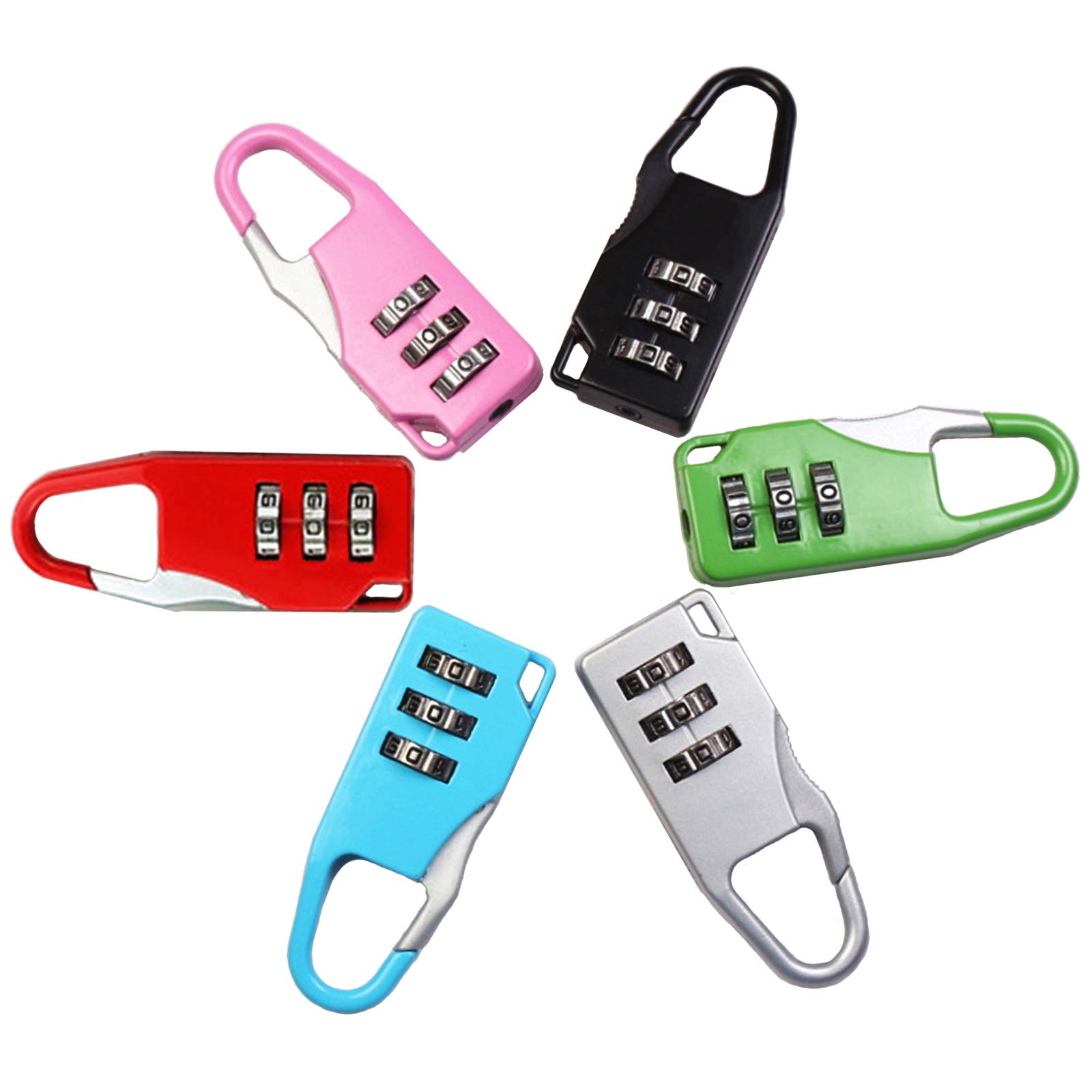 yeemeen 6 Multi-colored Combination Padlocks - 3 Digit Resettable Lock - Zinc Alloy Security Padlock - Weatherproof Combination Lock for School Locker Gym Outdoor Shed Locker Hasp Cabinet Gate