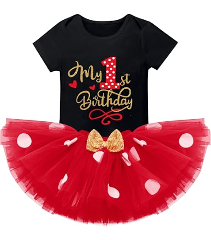 Laqualle Toddler Kids Baby Girls Birthday Mickey Princess Outfits Polka Dots Tulle Tutu dress Cake Smash clothes set 1-6T: Clothing, Shoes & Jewelry