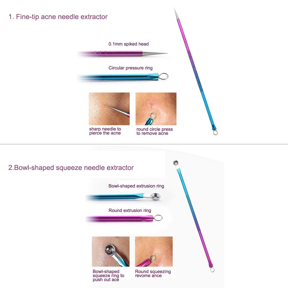 ZIZZON Blackhead Remover Kit Pimple Comedone Extractor Tool Set Treatment for Blemish, Zit, Acne Whitehead Tweezers Kit with 10X Magnifying Mirror: Beauty