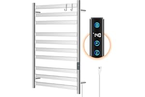 Heated Towel Rack for Bathroom, Towel Warmer with 10 Bar Flat Rack Large, Electric Hot Towel Rack Wall Mounted, LED Buit-in T