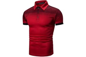 Dgoopd Golf Shirts for Men Short Sleeve Button Collar Shirts Color Block Striped T Shirt Performance Moisture Wicking Shirt