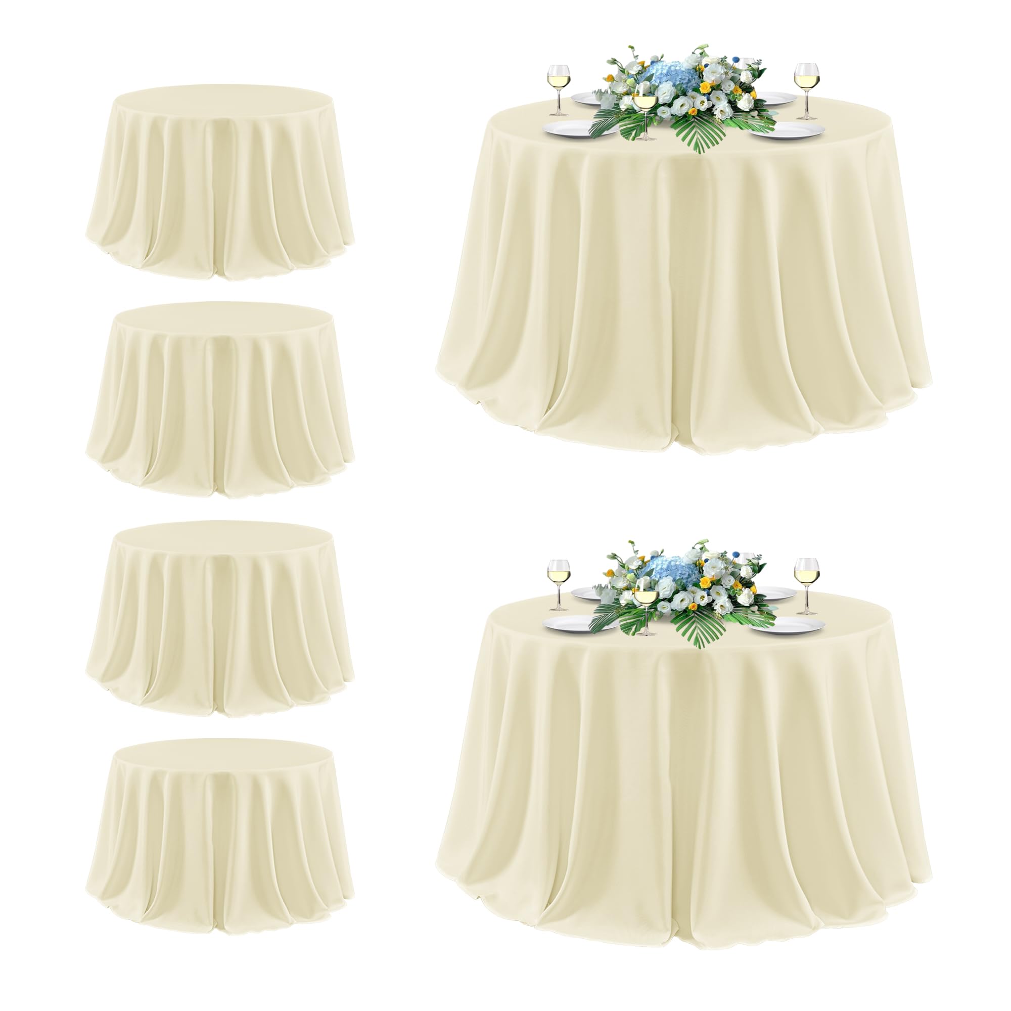 sancua Round Tablecloth 132 Inch Diameter, 6 Pack