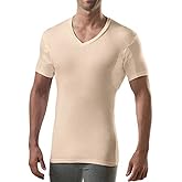 Men's Sweatproof Undershirt - Rayon Blend V Neck - Slim Fit - with Sweat Pads