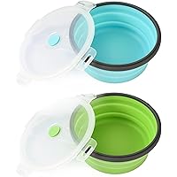 Collapsible Dog Bowls with Lids, 2 Pack Travel Dog Bowls for Small Size Dogs, Silicone Portable Dog Food Bowls Water Cup Cat 
