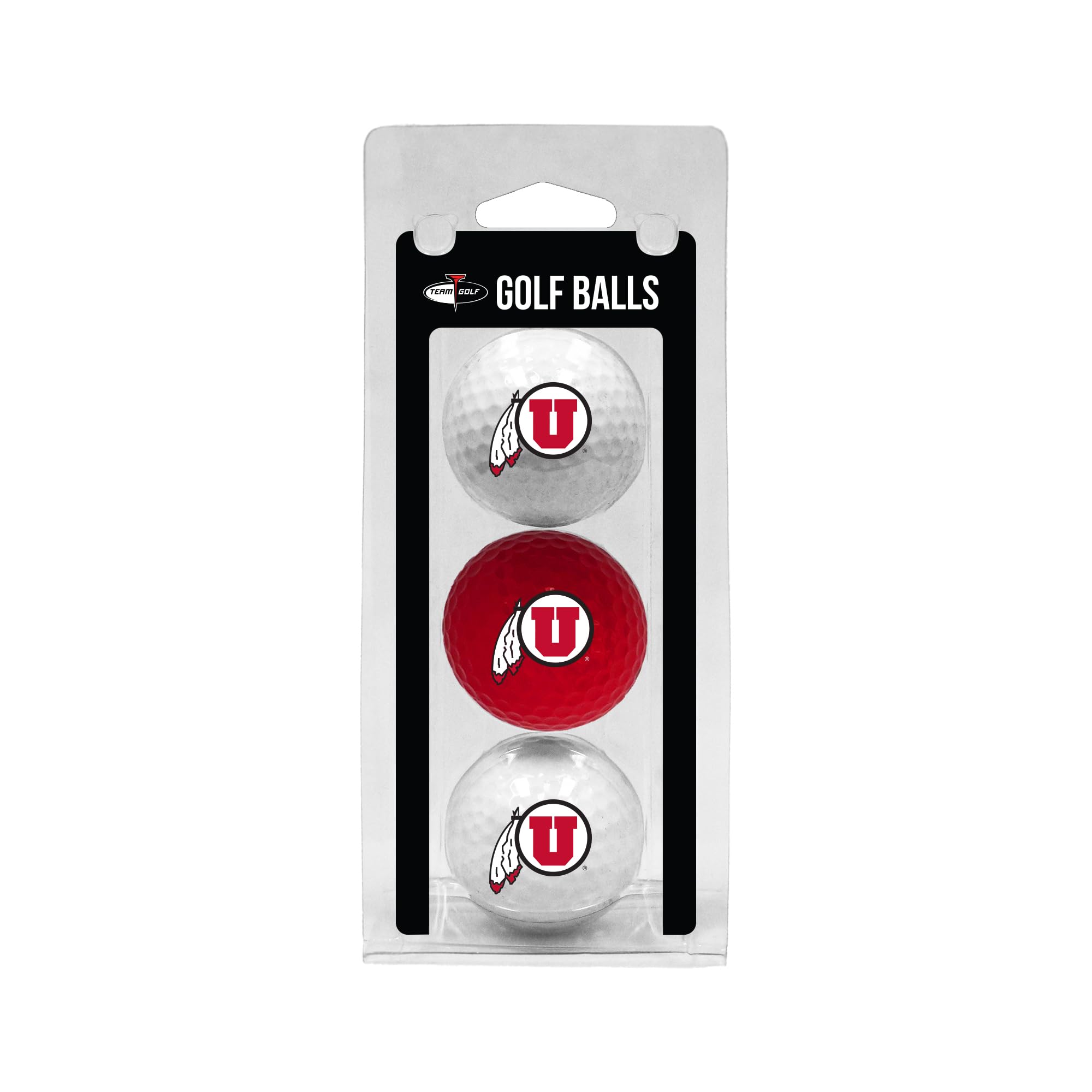 Team Golf NCAA Utah Utes 3 Golf Ball Pack Regulation Size Golf Balls, 3 Pack, Full Color Durable Team Imprint