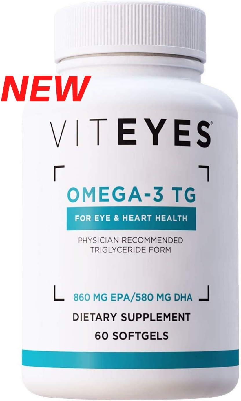 Viteyes Omega-3 TG Eye & Heart Health Supplement, Natural Triglyceride Fish Oil Formula, 60 Softgels