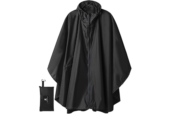 SaphiRose Waterproof Rain Poncho Jacket Coat for Adults Hooded with Zipper