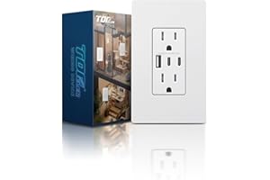 TOPELER USB Wall Outlets, 3-Port USB C Outlet Receptacles, 30W 6.0A USB Electrical Outlet, 15 Amp Tamper-Resistant Outlet with Dual C Ports, ETL & FCC Listed, Screwless Wall Plate Included, White