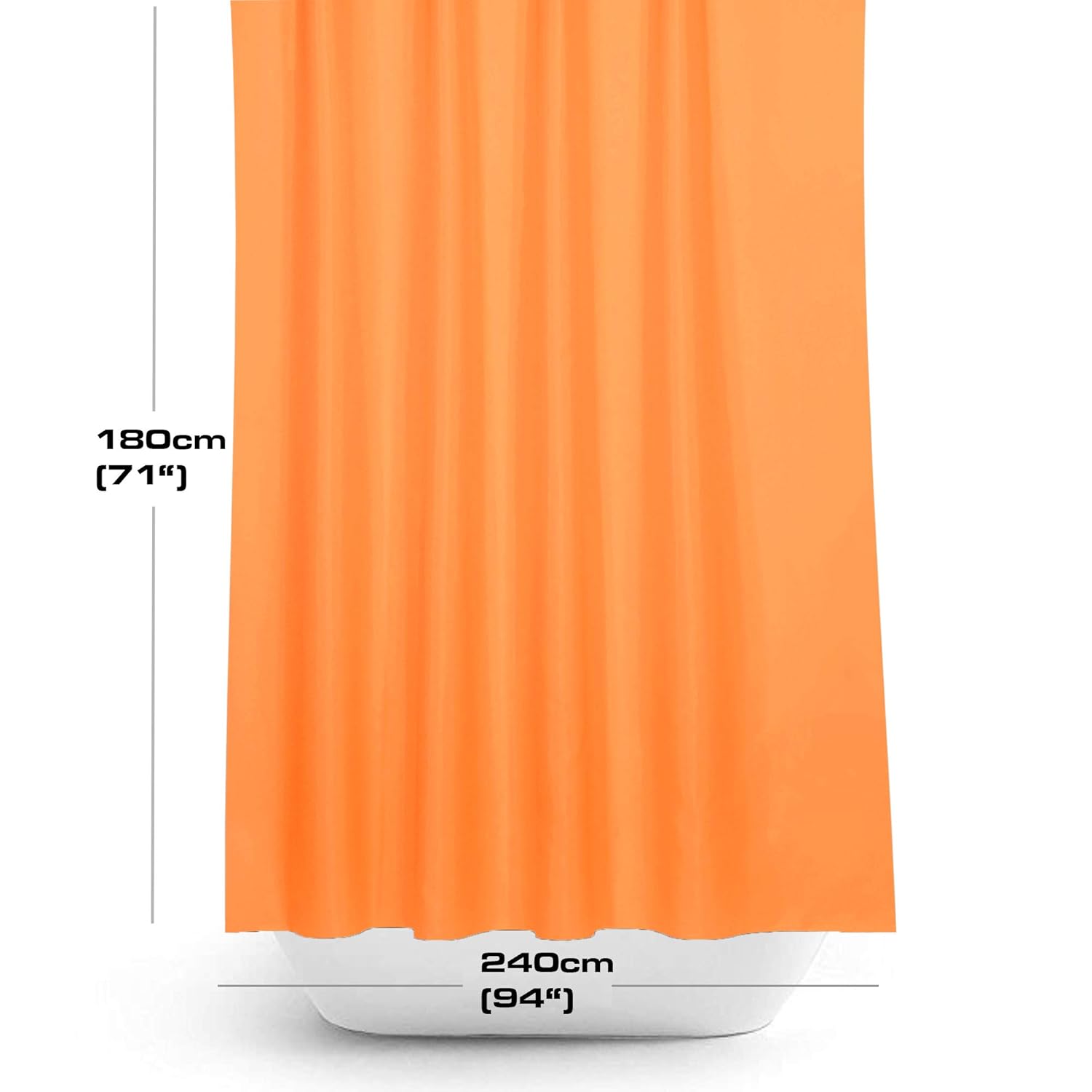 Extra Wide Bespoke Size Orange Fabric Shower Curtain 240cm Wide By