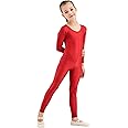 Kepblom Girls Scoop Neck Long Sleeve Unitard Bodysuit Dancewear For Child