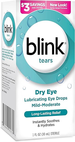 BLINK TEARS LUBRICATING EYE DROPS, MOISTURIZING & SOOTHING FOR MILD TO MODERATE DRY EYES, WITH HYALURONATE, REDUCES DISCOMFORT, LONG-LASTING HYDRATION, SOOTHES & MOISTURIZES, 1 FL OZ
