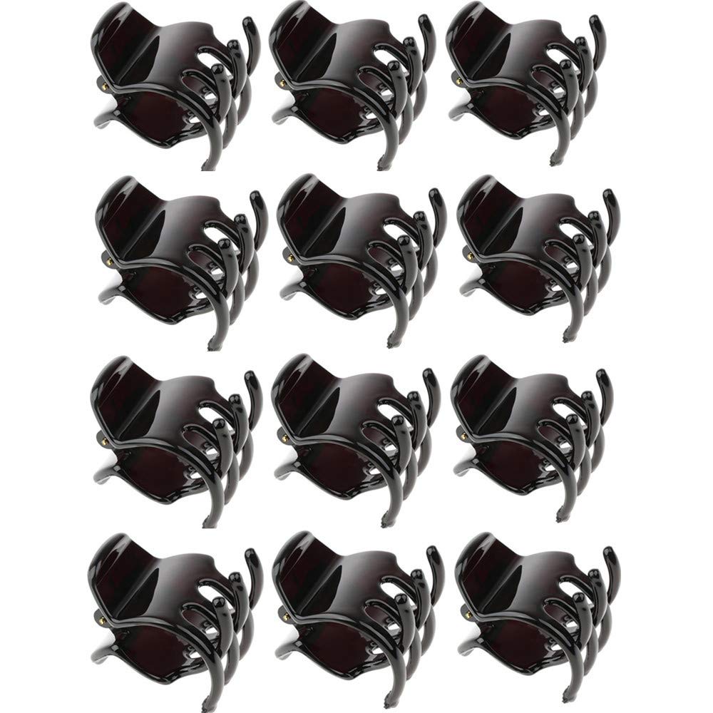 Hair Claw Clips, 12 Pieces Plastic Medium Size Hair Clip Clamp Hair Jaw Clips for Girls and Women (BLACK)