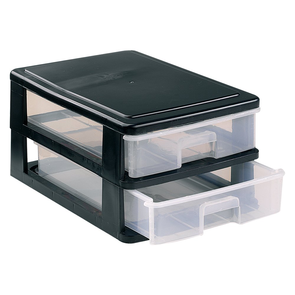 Great Plastic 2250 Set of 2 Small Drawers, Black, 270 x 180 x 135 mm