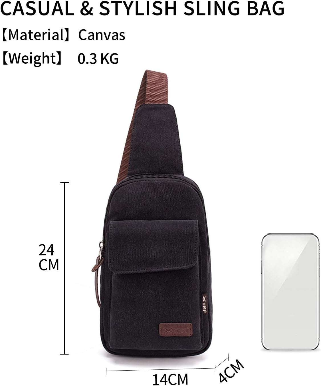 FANDARE Sling Bag Men Chest Pack Multipurpose Crossbody Shoulder Bag One Strap Backpack Canvas Lightweight Messenger Bag for Travel Hiking Cycling Camping Black - Image 4