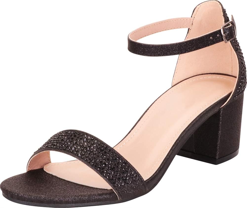 block heel sandals with allover gem embellishment