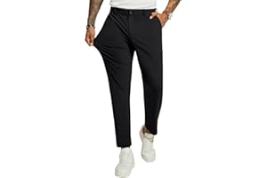PJ PAUL JONES Men 4 Way Stretch Golf Pants Casual Slim Fit Cropped Tapered Dress Pants Lightweight Business Trousers