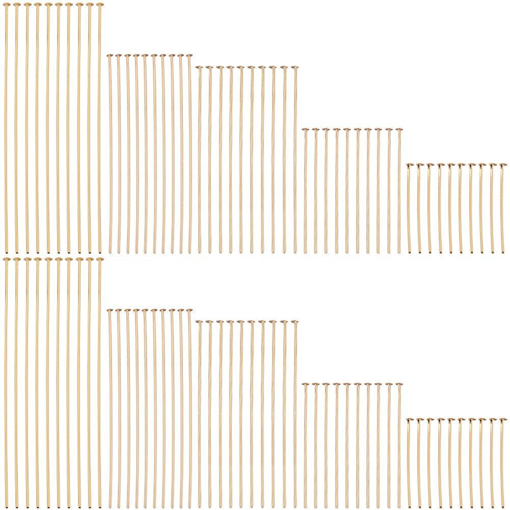 SUNNYCLUE 1 Box 100Pcs 20/30/45/50/63mm Flat Head Pin jewellery Headpins Bulk Real 18K Gold Plated Brass Small Earring Findings Pins for jewellery Making Charm Earring Bracelet Accessories Supplies DI