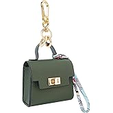 Mini Backpack Keychain, Leather Small Coin Purse for Women, Cute Hand Bag Charms with Key Holder & Twist-lock (Green)