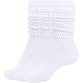 CLOSEMATE Womens Slouch Socks Soft Cotton Scrunch Long Socks for Boots & Loafers 3 Pairs