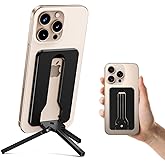 elitehood Mini Magnetic Tripod for iPhone 12/13/14/15/16 & Magsafe Cases, Travel iPhone magnetic Stand for Airplane, Aluminum Portable Small Phone Tripod with Strong Magnet and 1/4" Screw Mount, Black