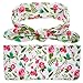 Newborn Baby Swaddle Blanket Headband with Bow Receiving Blankets Set (C Floral 3 Packs)