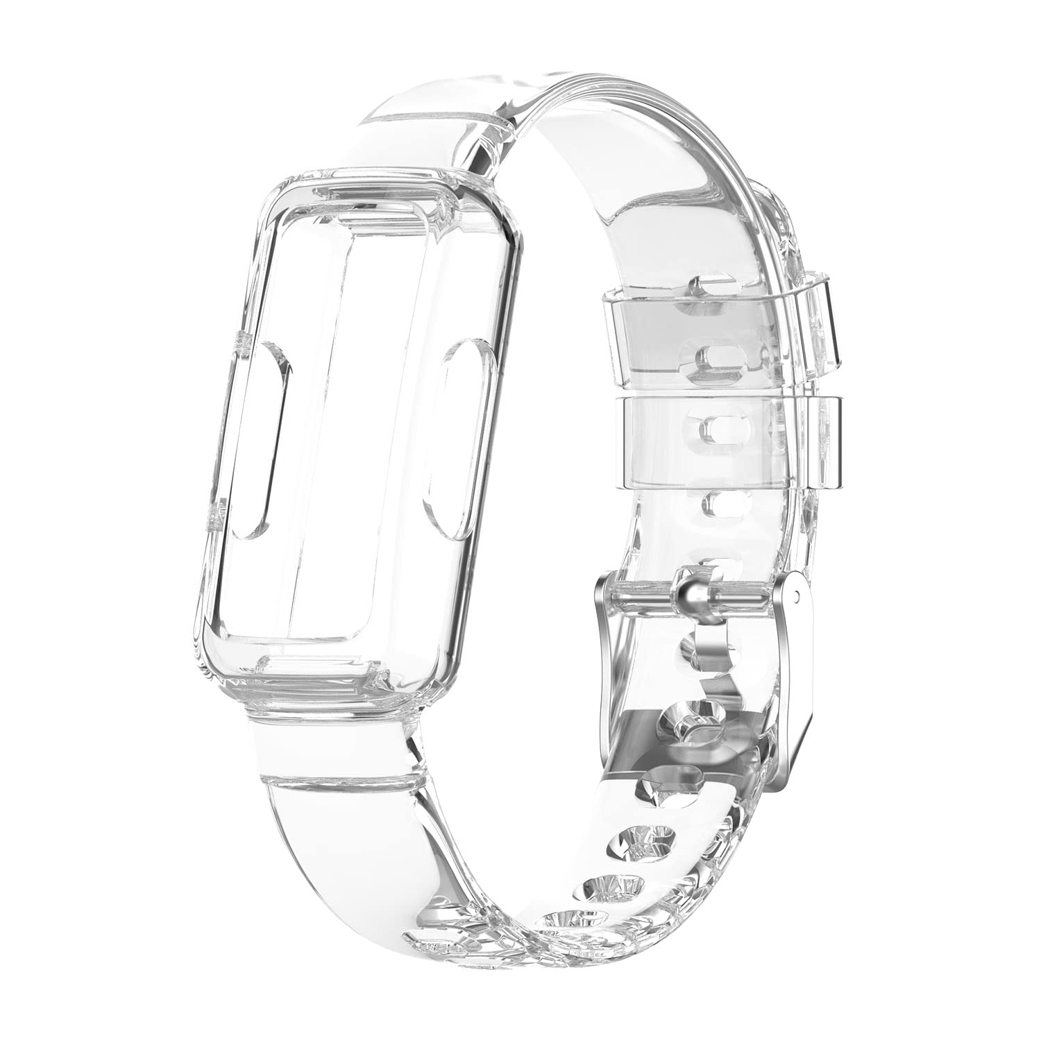 Chofit Straps Compatible with Fitbit Luxe/Ace 3/Ace 2/Inspire HR/Strap, TPU Plastic Transparent Crystal Replacement Wristband Arm Band (White)