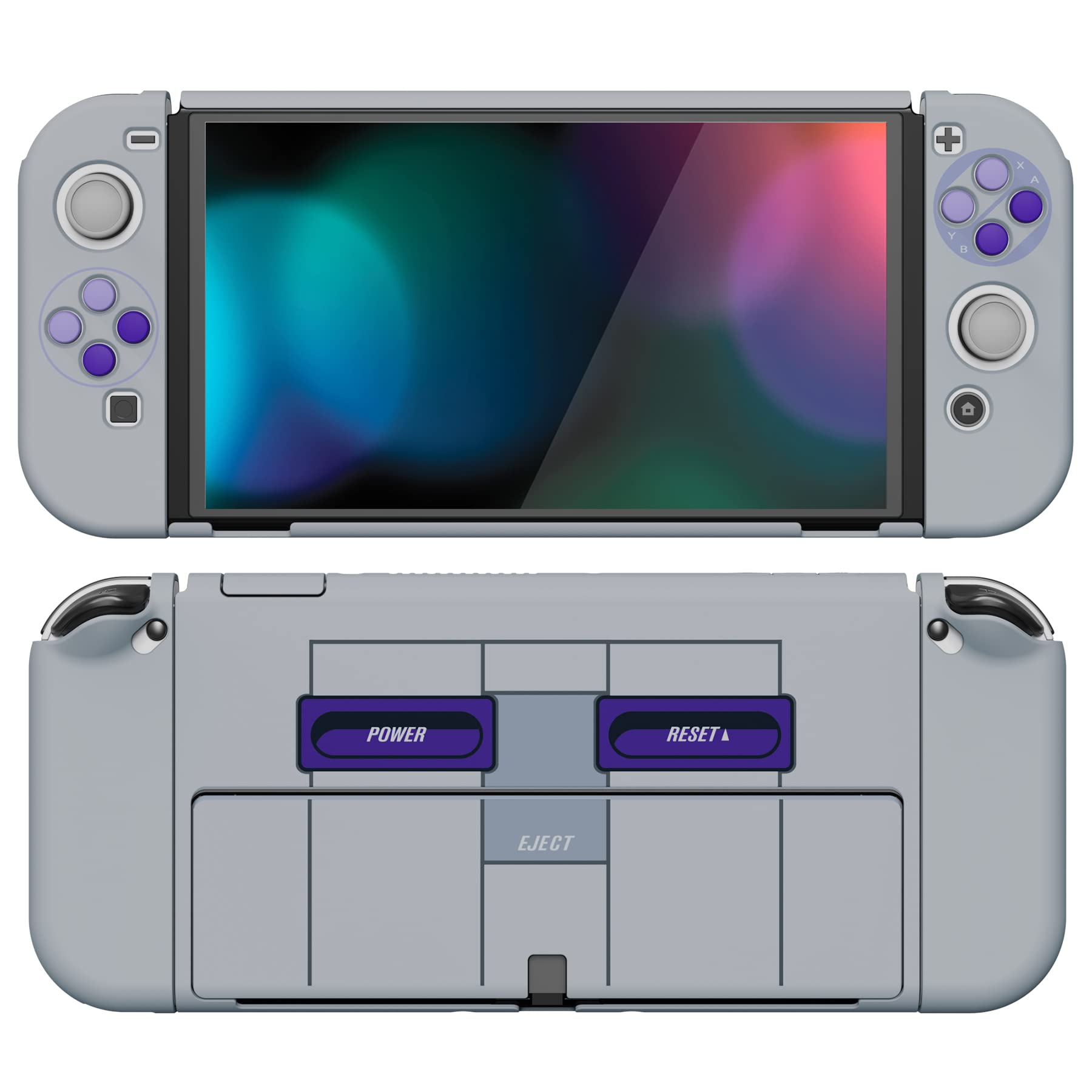 playvital AlterGrips Protective Slim Case for Nintendo Switch OLED, Ergonomic Grip Cover for Joycon, Dockable Hard Shell for Switch OLED w/Thumb Grip Caps & Button Caps