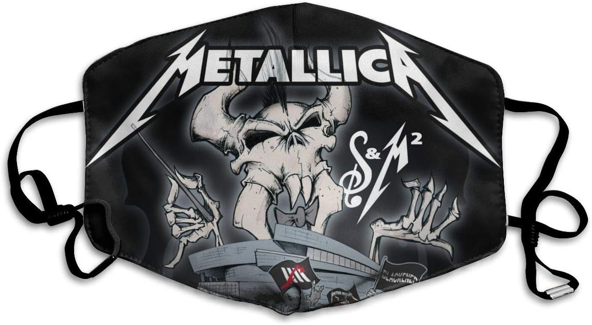 Metallica S&M2 Poster Anti-Dust Anti-Influenza Virus Face Mask for Men Womens Kids Teens,Dustproo Mouth Mask for Smoke Allergies Outdoors Festivals Sport Dust with Adjustable Ear Loops