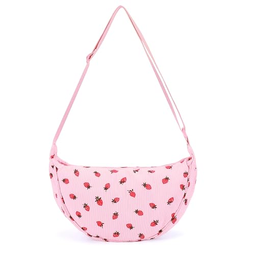 HiTotes Nylon Crescent Bag Dumpling Cross Body Purse for Women Half Moon Bag Hobo Sling Bag