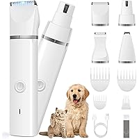 Veeconn Dog Clipper Dog Grooming Kit with 4 Cutter Head and 4 Guide Combs, Dog Nail Grinder Dog Nail Trimmers, Electric Quiet