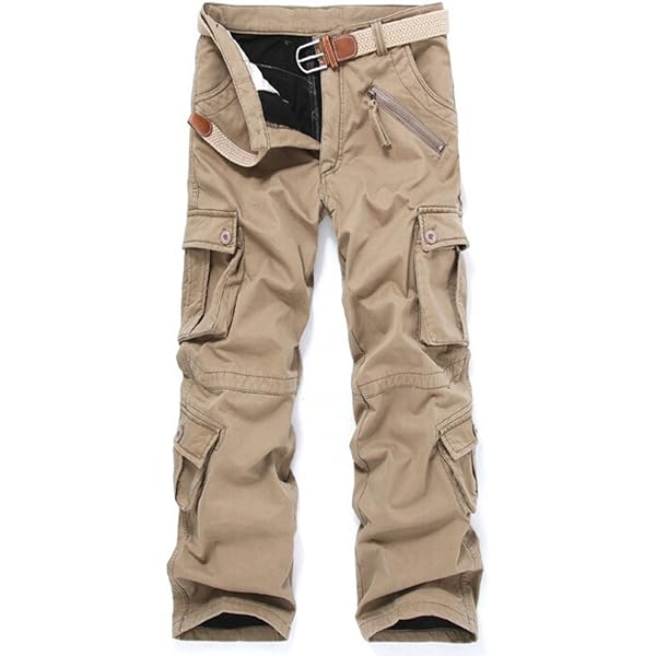 Cresay Men's Winter Cargo Pants - Fleece Lined, Casual Military Style, Loose Fit For Outdoor Activities