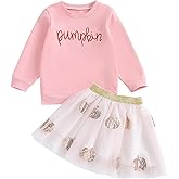 Kayotuas Toddler Baby Girl Tutu Skirt Set Embroidery Sweatshirt Tulle Dress Little Girls Halloween Birthday Outfits Clothes