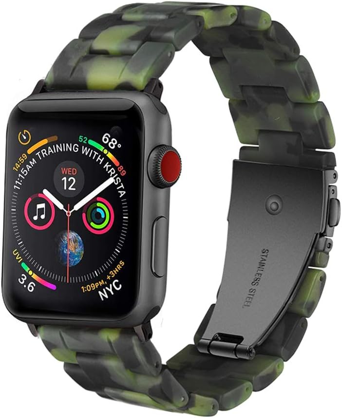 Wongeto Band Compatible with Apple Watch Band 42mm 44mm Series 5/4/3/2/1 Women Men with Stainless Steel Buckle, iWatch Replacement Wristband Strap (ArmyGreen, 42mm/44mm)