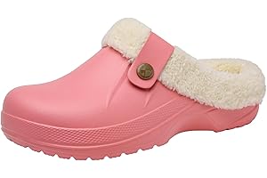 ChayChax Waterproof Slippers Women Men Fur Lined Clogs Winter Garden Shoes Warm House Slippers Indoor Outdoor Mules
