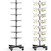 Cakokow Retail Rotating Display Stand 7 Tier, Display Rack with Hooks for Store Display Movable Shop, Display Spinner Stand for Snacks Jewelry Keyring Hats Socks Toys