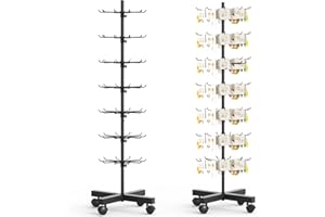 Cakokow Retail Rotating Display Stand 7 Tier, Display Rack with Hooks for Store Display Movable Shop, Display Spinner Stand for Snacks Jewelry Keyring Hats Socks Toys