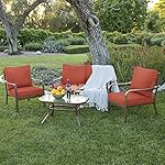 Best Choice Products 4 Piece Cushioned Patio Furniture Set W/ Loveseat, 2 Chairs, Coffee Table Red
